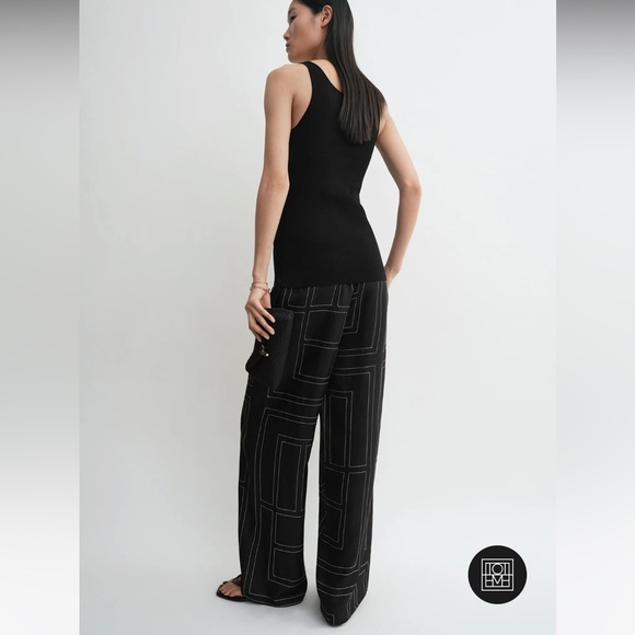 Toteme Black Graphic Wide-Leg Pants NWT - Picture 4 of 6
